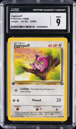 1999 POKEMON JUNGLE 1ST ED #54 JIGGLYPUFF CGC 9 - Image 1