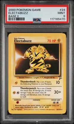 2000 POKEMON BASE SET 2 #24 ELECTABUZZ PSA 9 - Image 1