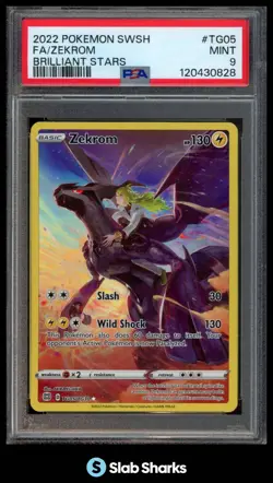 2022 POKEMON SW&SH BRILLIANT STARS ZEKROM TRAINER GALLERY HOLO RARE FA PSA 9 - Image 1