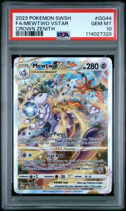 2023 POKEMON SWORD & SHIELD CROWN ZENITH #GG44 FULL ART/MEWTWO VSTAR PSA 10 - Image 1