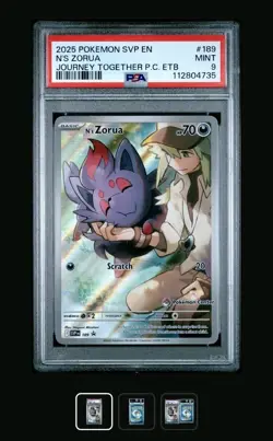 2025 POKEMON SVP JOURNEY TOGETHER POKEMON CENTER ETB PROMO #189 N'S ZORUA PSA 9 - Image 1