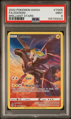 2022 POKEMON SWORD & SHIELD BRILLIANT STARS #TG05 FULL ART/ZEKROM PSA 9 - Image 1