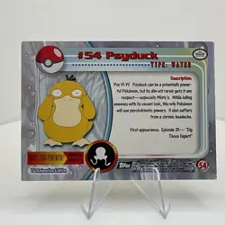 Psyduck #54 Textured Holo Foil, Vintage 1999 Topps Pokemon TV Animation Edition - Image 2