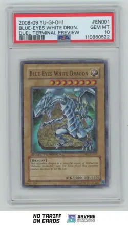 2008 YU-GI-HO! Duel Terminal Preview Blue-Eyes White Dragon PSA 10 #EN001 - Image 1
