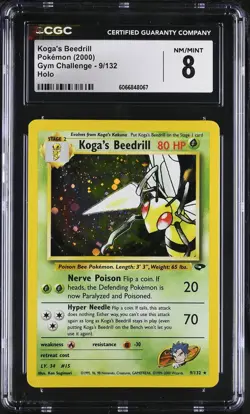 CGC 8 Koga's Beedrill 2000 Gym Challenge 9/132 Holo Pokemon Card - Image 1