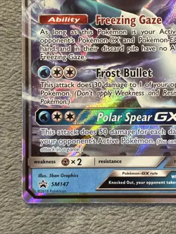 Glaceon GX SM147 Black Star Promo Full Art Holo Pokemon Card Near Mint - Image 5