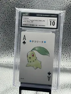 2000 POKEMON SILVER VERSION PLAYING CARDS ACE OF CLUBS CHIKORITA CGC 10 GEM MINT - Image 1
