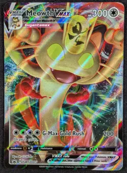 Meowth Vmax 2020 Black Star Promo Full Art Pokemon Card SWSH005 (NM) - Image 1