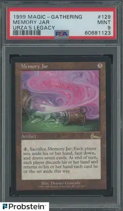 1999 Magic The Gathering MTG #129 Memory Jar Urza's Legacy PSA 9 MINT - Image 1