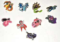 Pokemon Lot Of 9 Trading Pin Badge Dragons - Image 1