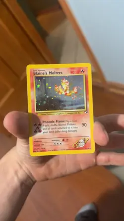 *swirl* Pokemon TCG Gym Heroes Holo Blaine’s Moltres 1/132 Rare NM+ Near Mint - Image 1