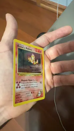 *swirl* Pokemon TCG Gym Heroes Holo Blaine’s Moltres 1/132 Rare NM+ Near Mint - Image 2