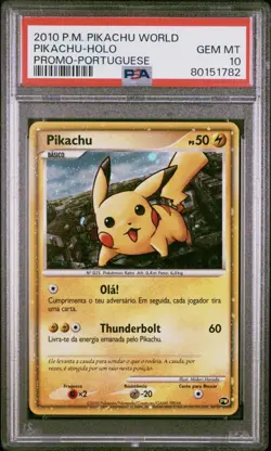 Pokemon PSA 10 Pikachu Holo 2010 World Collection Promo Portuguese - Image 1