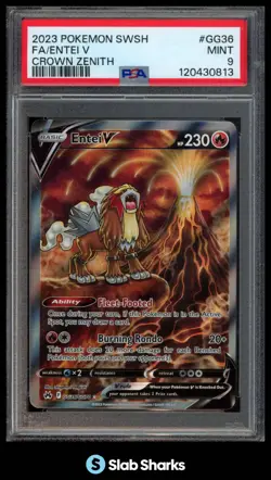 2023 POKEMON SWORD & SHIELD CROWN ZENITH ENTEI V FULL ART ULTRA RARE PSA 9 - Image 1