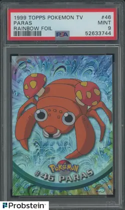 1999 Pokemon Topps TV Rainbow Foil #46 Paras PSA 9 MINT - Image 1