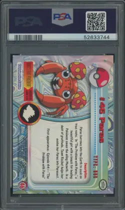 1999 Pokemon Topps TV Rainbow Foil #46 Paras PSA 9 MINT - Image 2