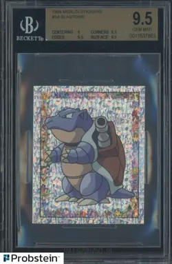 1999 Pokemon Merlin Stickers #s4 Blastoise BGS 9.5 GEM MINT - Image 1