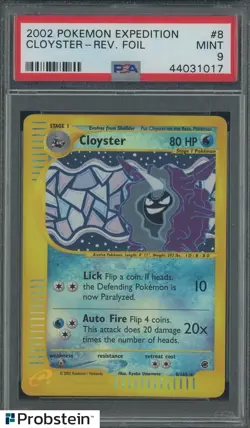 2002 Pokemon Expedition #8 Cloyster Reverse Foil PSA 9 MINT - Image 1