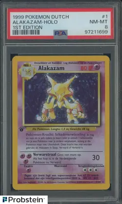 1999 Pokemon Dutch 1st Edition #1 Alakazam Holo PSA 8 NM-MT - Image 1