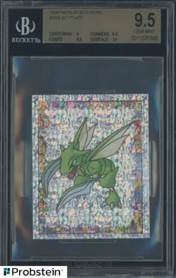 1999 Pokemon Merlin Stickers #S19 Scyther BGS 9.5 GEM MINT - Image 1