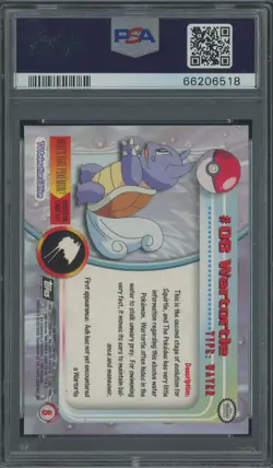 1999 Topps Pokemon TV #8 Wartortle Foil PSA 9 MINT - Image 2