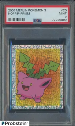 2001 Pokemon Merlin Pokemon 3 #20 Hoppip Prism PSA 9 MINT - Image 1