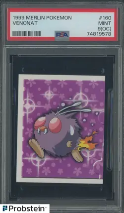 1999 Pokemon Merlin #160 Venonat PSA 9 (OC) MINT - Image 1