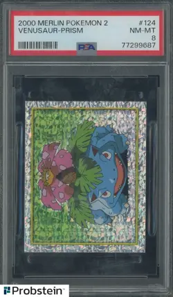 2000 Pokemon Merlin Pokemon 2 #124 Venusaur Prism PSA 8 NM-MT - Image 1