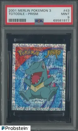2001 Pokemon Merlin Pokemon 3 #43 Totodile Prism PSA 9 MINT - Image 1