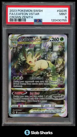2023 POKEMON SWORD & SHIELD CROWN ZENITH LEAFEON VSTAR FULL ART ULTRA RARE PSA 9 - Image 1