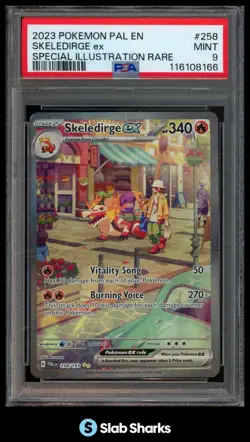 2023 POKEMON PAL EN #258/193 SKELEDIRGE EX SPECIAL ILLUSTRATION RARE PSA 9 - Image 1