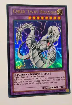 Cyber Twin Dragon Holo Ultra Rare 1st Edition Yu-Gi-Oh! Card SDCR-EN037 MP - Image 1