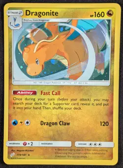 Dragonite 2019 Sun & Moon Cosmos Holo Rare Pokemon Card 119/181 (NM) - Image 1