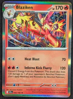 Blaziken 2025 Destined Rivals Holo Rare Pokemon Card 042/182 (NM) - Image 1