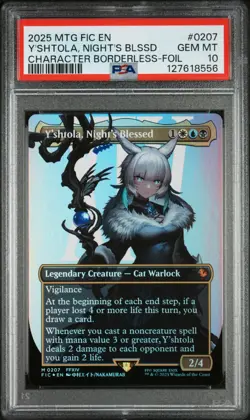 MTG FINAL FANTASY COMMANDER FOIL Y'SHTOLA NIGHT'S BLESSED PSA 10 GEM MINT - Image 1