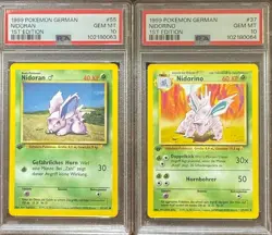 SEQUENTIAL PSA 10 NIDORAN & NIDORINO 1ST EDITION GERMAN BASE SET POKEMON - Image 1