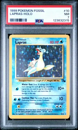 1999 POKEMON FOSSIL #10 LAPRAS-HOLO PSA 7 - Image 1