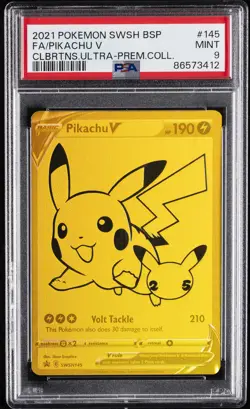 2021 POKEMON SWSH BLACK STAR PROMO #145 FULL ART/PIKACHU V PSA 9 - Image 1