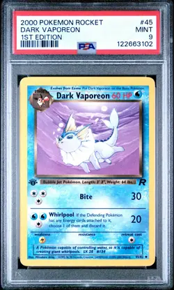 2000 POKEMON ROCKET 1ST ED #45 DARK VAPOREON PSA 9 - Image 1