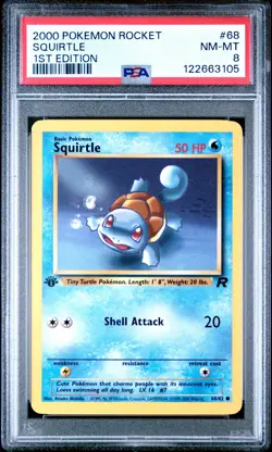 2000 POKEMON ROCKET 1ST ED #68 SQUIRTLE PSA 8 - Image 1