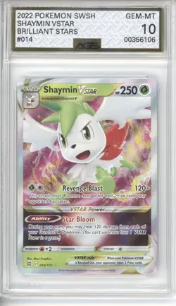 Pokemon SWSH Brilliant Stars Shaymin VSTAR 014/172 AGS Mint 10 FA Holo Rare 2022 - Image 1