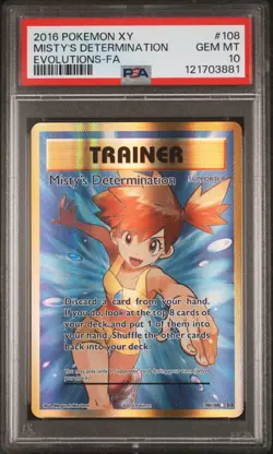 2016 POKEMON XY EVOLUTIONS #108 FULL ART/MISTY'S DETERMINATION PSA 10 MINT! - Image 1