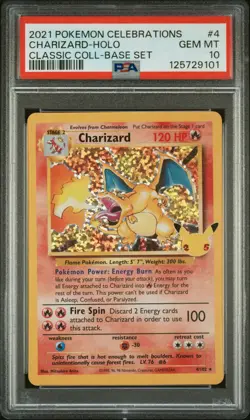 2021 POKEMON CELEBRATIONS CLASSIC COLL #4 CHARIZARD-HOLO PSA 10 - Image 1