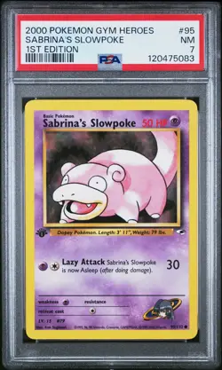 2000 POKEMON GYM HEROES 1ST ED #95 SABRINA'S SLOWPOKE PSA 7 - Image 1