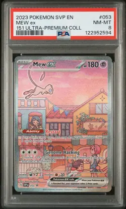 2023 Pokemon 151 SVP EN PSA 8 Mew EX #053 Ultra Premium UPC Black Star Promo - Image 1
