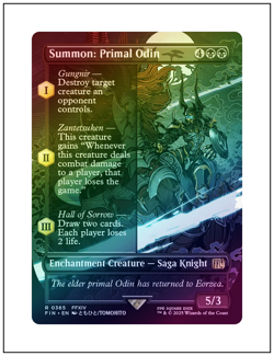 1x Summon: Primal Odin, Foil, Borderless Art, Final Fantasy, MTG NM - Image 1