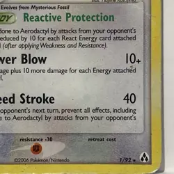 Aerodactyl 1/92 Legend Maker Reverse Holo Pokemon: HOLO Rare - DAMAGED / PLAYED - Image 5