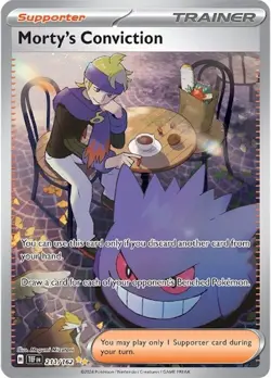 Pokemon Morty's Conviction 211/162 SV05: Temporal Forces Holo PSA 10 GEM - Image 1