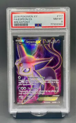 PSA 8 Espeon EX #117 Full Art 2016 Pokemon XY Breakpoint - Image 1