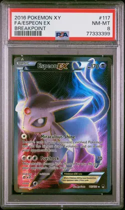 PSA 8 Espeon EX #117 Full Art 2016 Pokemon XY Breakpoint - Image 3